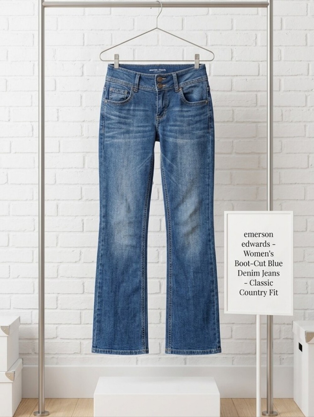 Women's Boot-Cut Blue Denim Jeans - Classic Country Fit